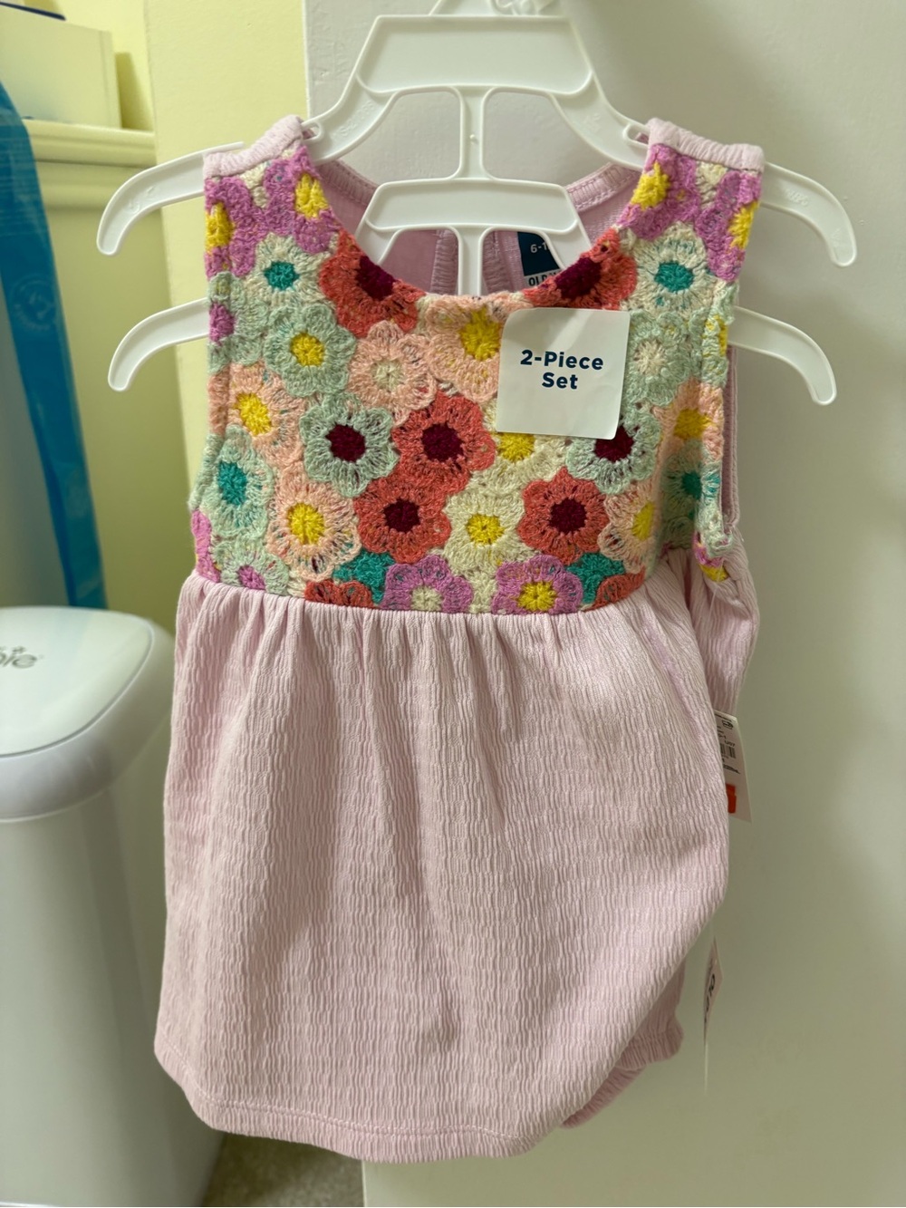 Old Navy Pink Floral Embroidered 2-Piece Kids Set